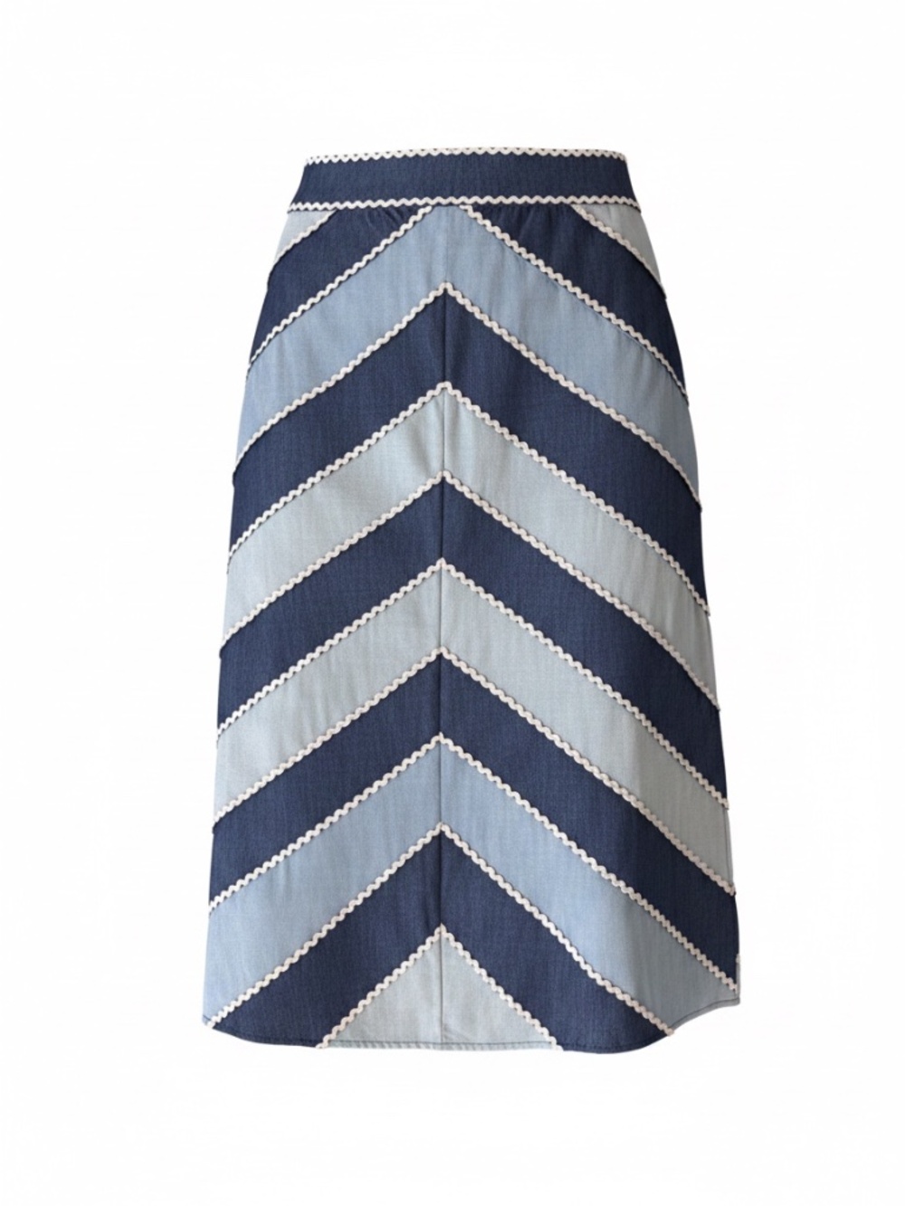 Let Me Be Chambray Denim Patwork Skirt